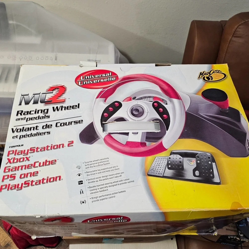 MadCatz MC2 Racing Wheel & Pedals for 1ST-Gen XBox, PS1, GameCube - EUC, TESTED